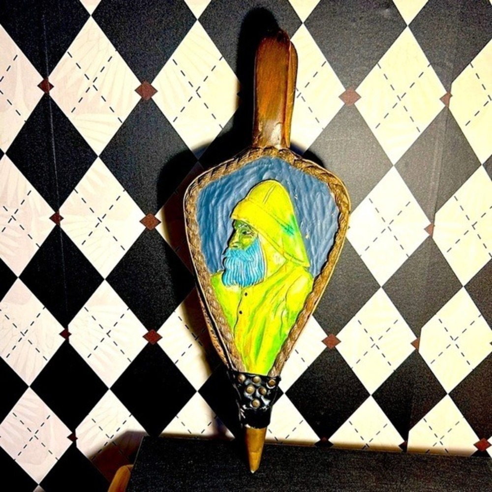 Large 19" Bellows Fisherman Hand-Carved Painted Nautical Decor Vintage Gift
